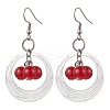 4 Pairs Brass & Glass & 304 Stainless Steel Dangle Earrings EJEW-JE06258-4
