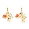 Brass Glass European Dangle Charms KK-N271-14G-1