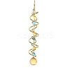 Iron Spiral & Glass Octagon & Teardrop Hanging Suncatchers HJEW-F025-01G-03-1