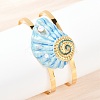 Shell Shape 304 Stainless Steel Enamel Cuff Bangles for Women LS-BJEW-A049-04A-G-3