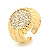 Clear Cubic Zirconia Round Wide Open Cuff Ring RJEW-L121-006G-1