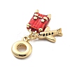Rack Plating Brass Red Enamel European Dangle Charms KK-Q017-20G-2