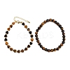 Natural Tiger Eye Beaded Bracelets Set for Women BJEW-G752-02G-06-4