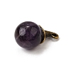 Natural Amethyst Round Pendants with Alloy Witch Hat G-D311-01AB-07-2