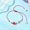 Glass Seed Bead & Resin Braided Beaded Bracelets BJEW-MZ00307-02-1