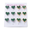 6 Pair 2 Color Synthetic Malachite Heart Stud Earrings EJEW-A024-11-1