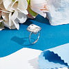 1Pc Adjustable 925 Sterling Silver Rectangle Ring Component STER-BC0003-67P-4