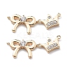 Brass Clear Cubic Zirconia Connector Charms KK-G523-09G-1