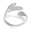 Leaf Rack Plating Brass Open Cuff Rings for Women RJEW-Z059-23P-3
