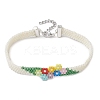 Flower Glass Seed Beads Beaded Bracelets BJEW-JB10706-1