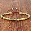 Natural Australian Jade Heishi Beads Adjustable Braided Bracelets for Men Women BX7041-19-1
