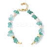 Brass Bicone & Natural Pearl & Green Aventurine Chip Beaded Bracelet Making KK-F892-21G-1