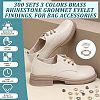 300 Sets 3 Colors Brass Rhinestone Grommet Eyelet Findings DIY-NB0007-68-6