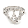 Heart with Letter & Flower Rack Plating Brass Adjustable Rings for Women RJEW-I105-05P-A-2