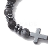 2Pcs Natural Lava Rock & Larvikite & Howlite Beads Stretch Bracelets for Couple BJEW-JB13196-4