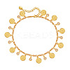 Brass with Crystal Rhinestone Disc Tassel Anklets for Women FS-WGDFF3C-01-5