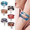 5Pcs 5 Style Wood & Glass Seed & Acrylic Beaded Stretch Bracelets Set with Baseball JB709B-5