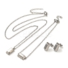 Non-Tarnish Rectangle 304 Stainless Steel Pendant Necklaces & Bracelets & Stud Earrings Sets for Women SJEW-C004-07P-1