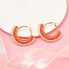 304 Stainless Steel & Bohemian Beaded Fan Hoop Earrings for Women EJEW-R001-01G-04-1