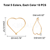 50Pcs 5 Colors PVD Vacuum Plating 304 Stainless Steel Hoop Earring Findings STAS-UN0023-09-5