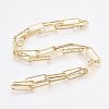 Brass Flat Oval Paperclip Chain Necklace Making MAK-S072-07A-G-2