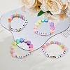4Pcs 4 Styles Word Big Little Sis Acrylic Heart Beaded Stretch Bracelets Set BJEW-FI0001-54-5