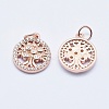 Brass Micro Pave Clear Cubic Zirconia Charms ZIRC-J040-10RG-NR-2