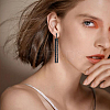 4 Pairs 4 Colors Rhinestone Hollow Rectangle Dangle Hoop Earrings EJEW-FI0002-67-6