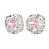 Brass Pave Cubic Zirconia Square Stud Earrings for Women EJEW-I304-27P-05-1