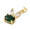 Rack Plating Brass Micro Pave Cubic Zirconia Pendants KK-P241-20G-01-2