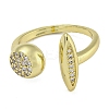 Round & Horse Eye Brass Micro Pave Clear Cubic Zirconia Open Cuff Rings RJEW-Z046-03G-2