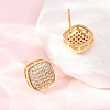Brass Micro Pave Cubic Zirconia Stud Earrings EJEW-F418-01G-03-3