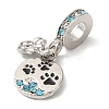 Rack Plating Alloy Aquamarine & Crystal Rhinestone European Dangle Charms PALLOY-S189-16P-2