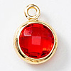 Birthstone Brass K9 Glass Charms KK-H002-28G-07-1