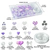 250Pcs 15 Styles Purple Opaque with Transparent Acrylic Beads with Strong Stretchy Beading Elastic Thread OACR-FS0001-61-4