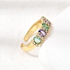 Brass Micro Pave Cubic Zirconia Cuff Rings for Women RJEW-K312-07G-3