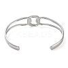 Non-Tarnish 304 Stainless Steel Hollow Rectangle Cuff Bangle for Women BJEW-D061-03P-3