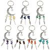 7Pcs 7 Colors Alloy Moon with Star Pendant Keychains KEYC-FS00045-1