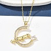 Brass Micro Pave Clear Cubic Zirconia Pendant Necklaces for Women NJEW-S449-01B-G-2