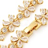 Rack Plating Brass Pave Clear Cubic Zirconia Flower Link Chain Necklaces NJEW-Q345-03G-01-2