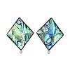 304 Stainless Steel Pave Natural Paua Shell Stud Earring Findings STAS-Z125-05P-1