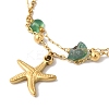 Summer Beach Nuggets Natural Agate(Dyed & Heated) Multi-Strand Anklets BJEW-P326-07E-G-2