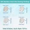 40Pcs 4 Styles Textured Flat Round 304 Stainless Steel Stud Earring Findings STAS-SP0001-54-2
