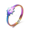 Ion Plating(IP) 304 Stainless Steel Flower Adjustable Ring for Women RJEW-M149-03RC-3