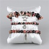 3Pcs Alloy & Natural Red Line Jasper Beads Charm Bracelets DY7954-14-1