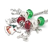 4Pcs 4 Styles Christmas Theme Glass & Alloy European Beads Bracelet Sets for Women BJEW-JB11198-3