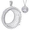 1Pc Flat Round 925 Sterling Silver Crystal Rhinestone Pendant Cabochon Open Back Settings STER-BC0003-24-1