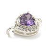 Brass Pave Cubic Zirconia Connector Charms KK-Z072-06S-07-2