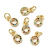 Brass Micro Pave Colorful Cubic Zirconia Charms ZIRC-F092-01-O-3