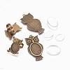 Vintage Adjustable Iron Owl Finger Ring Settings and Alloy Cabochon Bezel Settings FIND-X0010-02AB-2